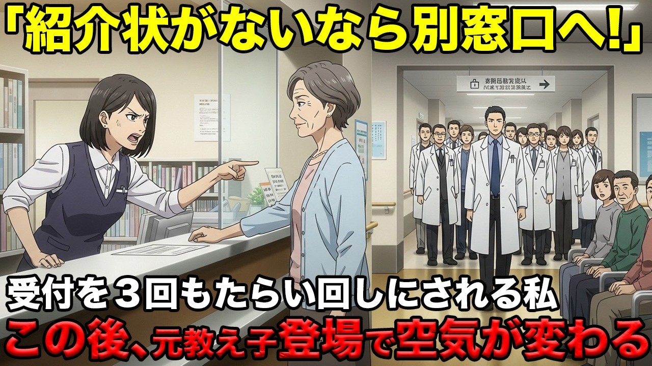 【スカッと】「先に別窓口だってば」と病院受付で露骨にたらい回しにされ、長時間待たされた67歳の私。→待合室で思わぬ再会が、その瞬間受付の空気が一変しました。