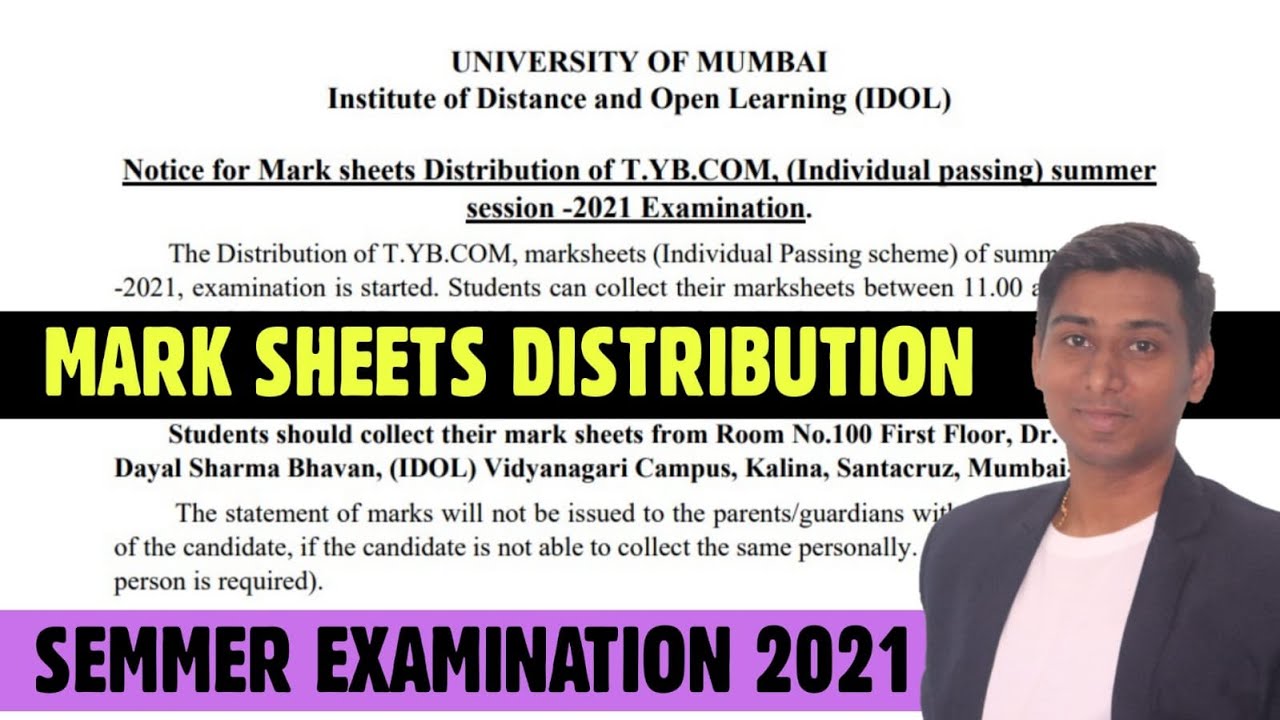 Notice for Mark sheets Distribution of T.YB.COM | Mumbai University Mark Sheets 2021