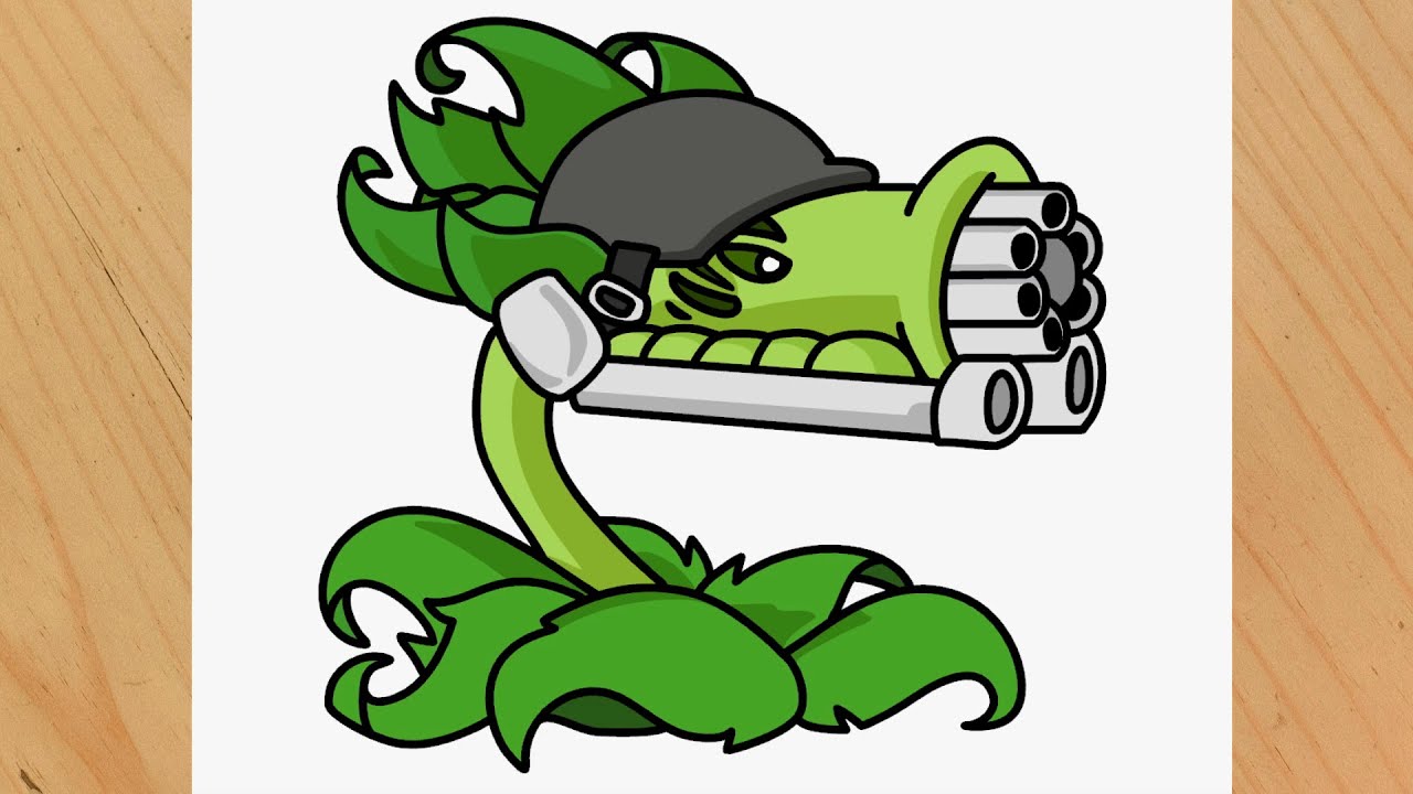 Como dibujar a Mega Guisantralladora de PVZ fusion Plants vs Zombies