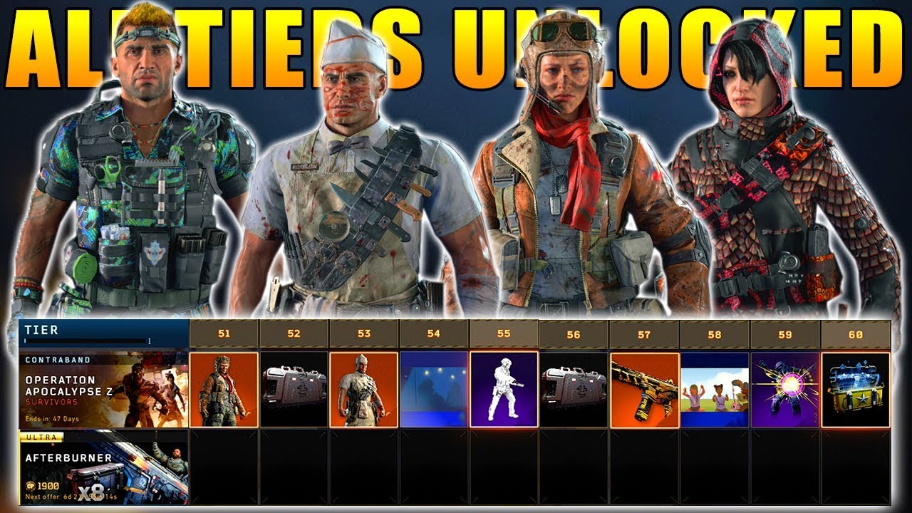 Black Ops 4: Operation Apocalypse Z Survivors All 60 Tiers Unlocked (New Black Market)