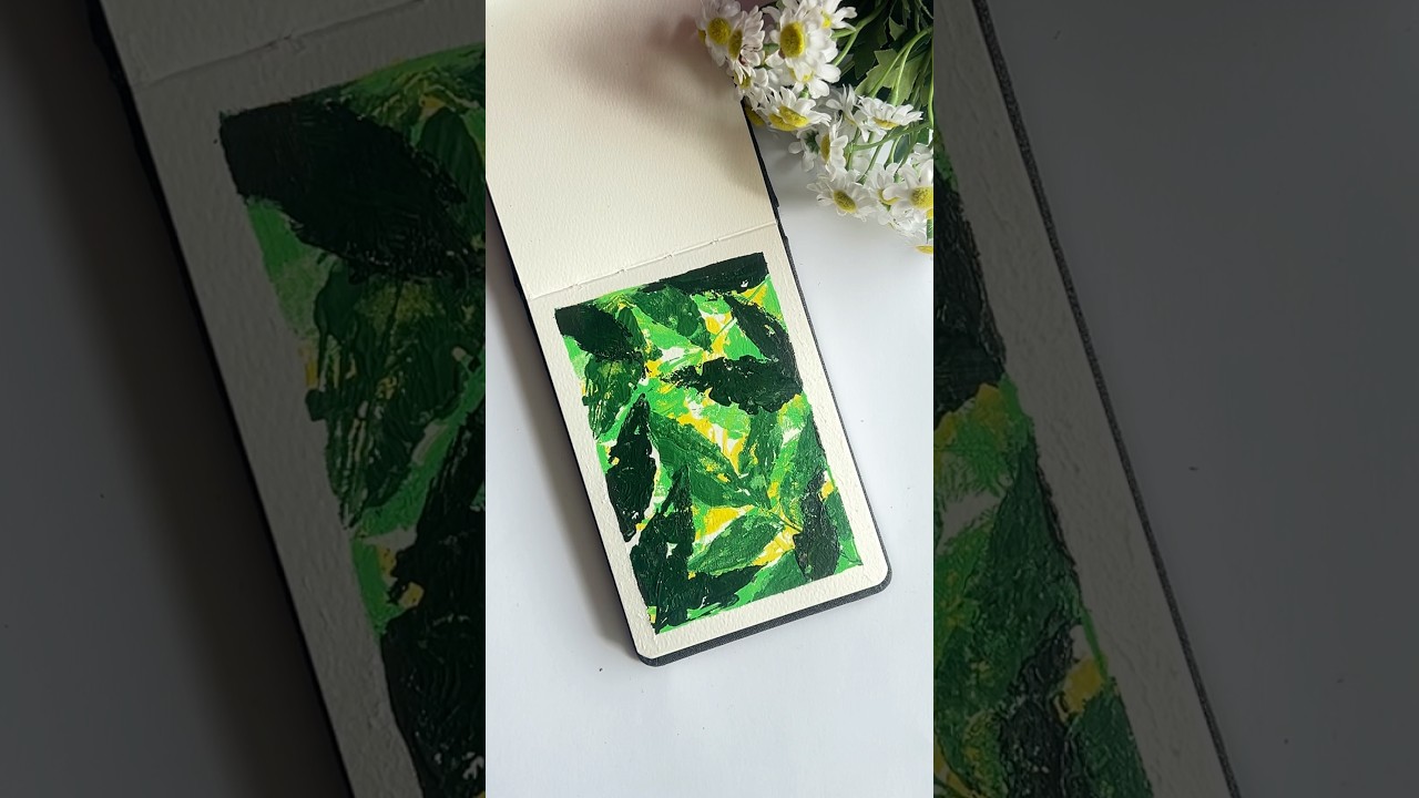 Day-4/7 Series-Painting for beginners|Easy painting with leaves|artiquecanvas