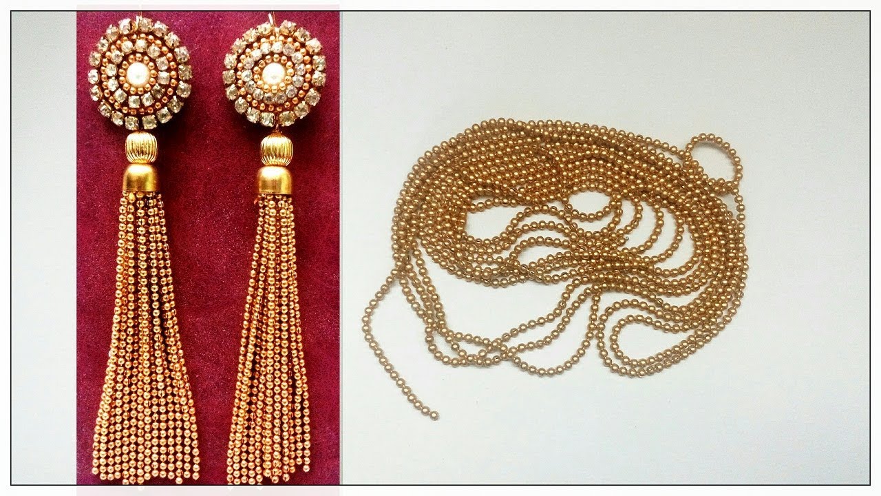 Tassel Earrings Using Silk Thread / Ball Chain Earrings | DIY Tutorial