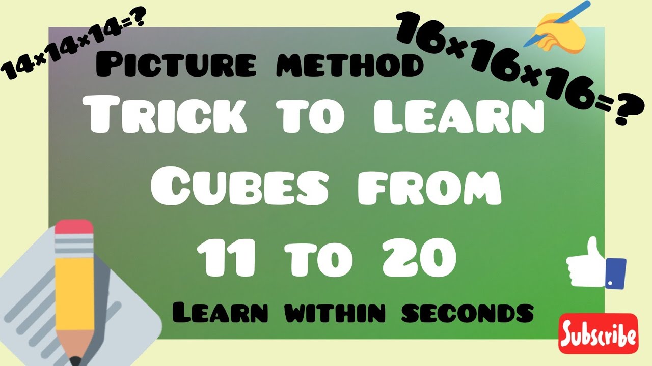 Trick to learn cubes from 11 to 20 | Easy trick | Picture method |