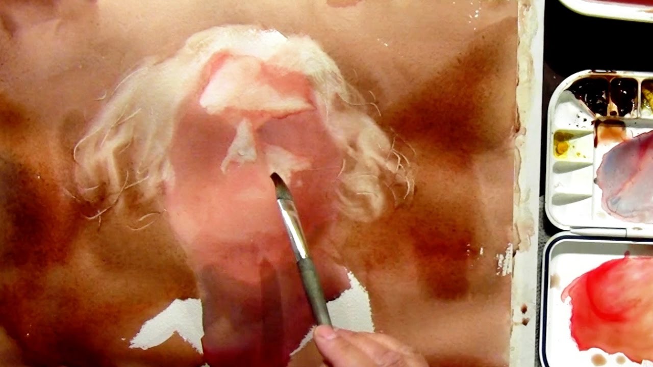 Watercolor portrait workshop - a different painting approach, step 1