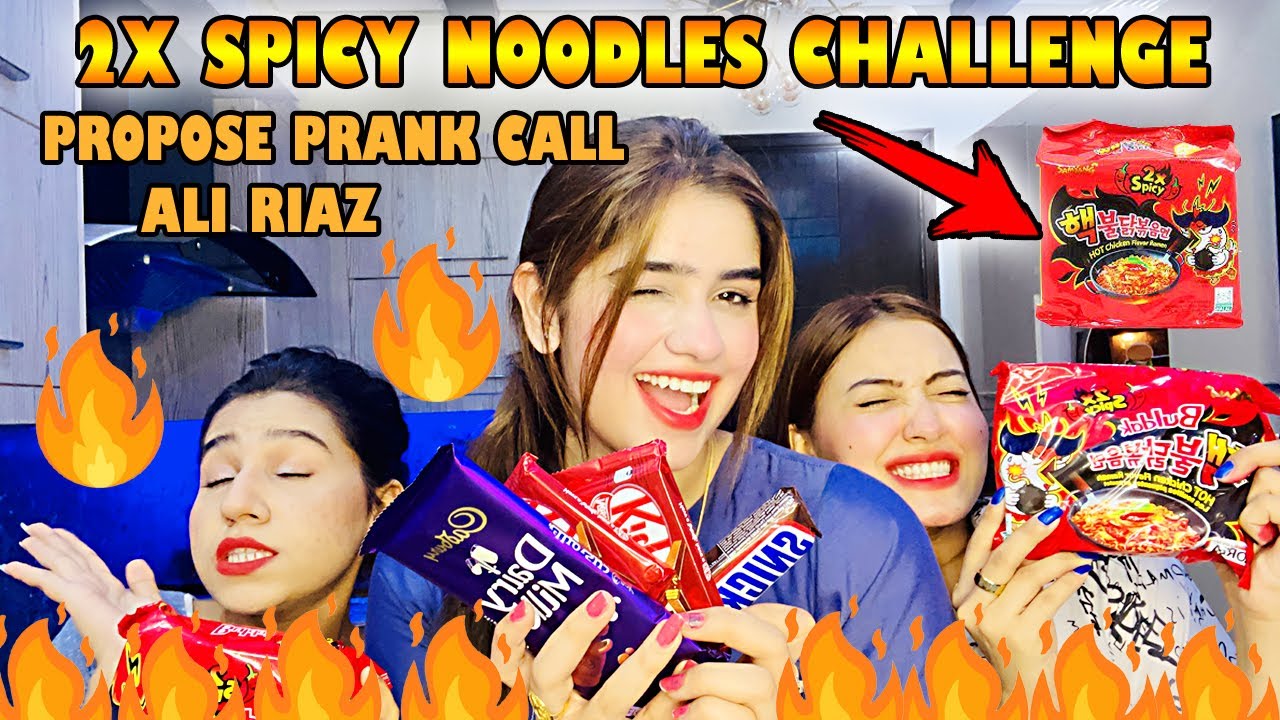2x Spicy Noodles Challenge | Propose Prank Call Ali Riaz | Areeshay Soomro | Esha Hussain