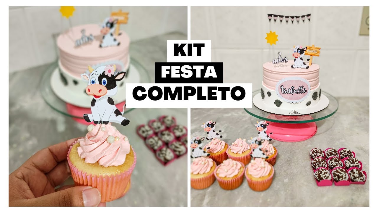 Kit festa completo / Passo a passo / Tema vaquinha