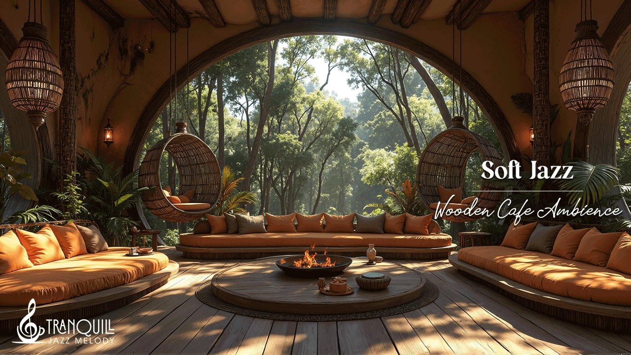 Soft Forest Cafe Jazz For Relaxing | Quiet Jazz Music In Cozy Coffee Shop Ambience For Work & Study