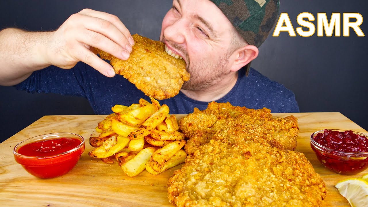 ASMR SCHNITZEL & GARLIC FRIES MUKBANG | DAVE KAY ASMR