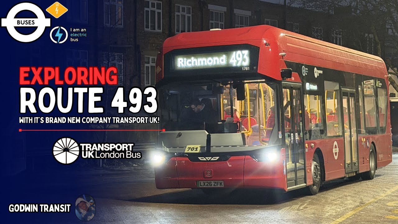 Исследуйте маршрут 493 вместе с TRANSPORT UK и совершенно новыми электробусами!