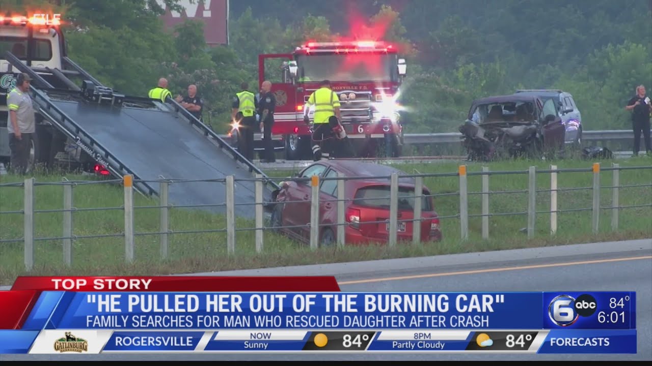 Family searches for man who rescued daughter after crash