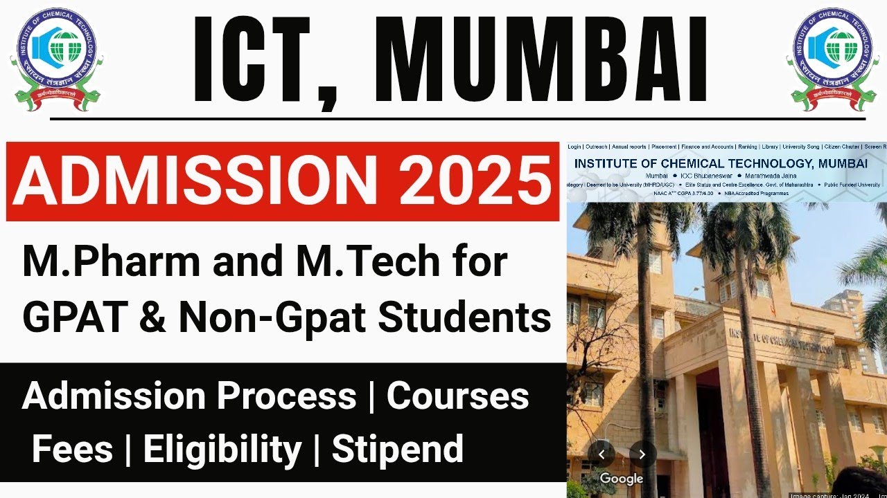 M.Pharm Admission in ICT Mumbai | Admission Process 2025 | For GPAT & Non GPAT Students