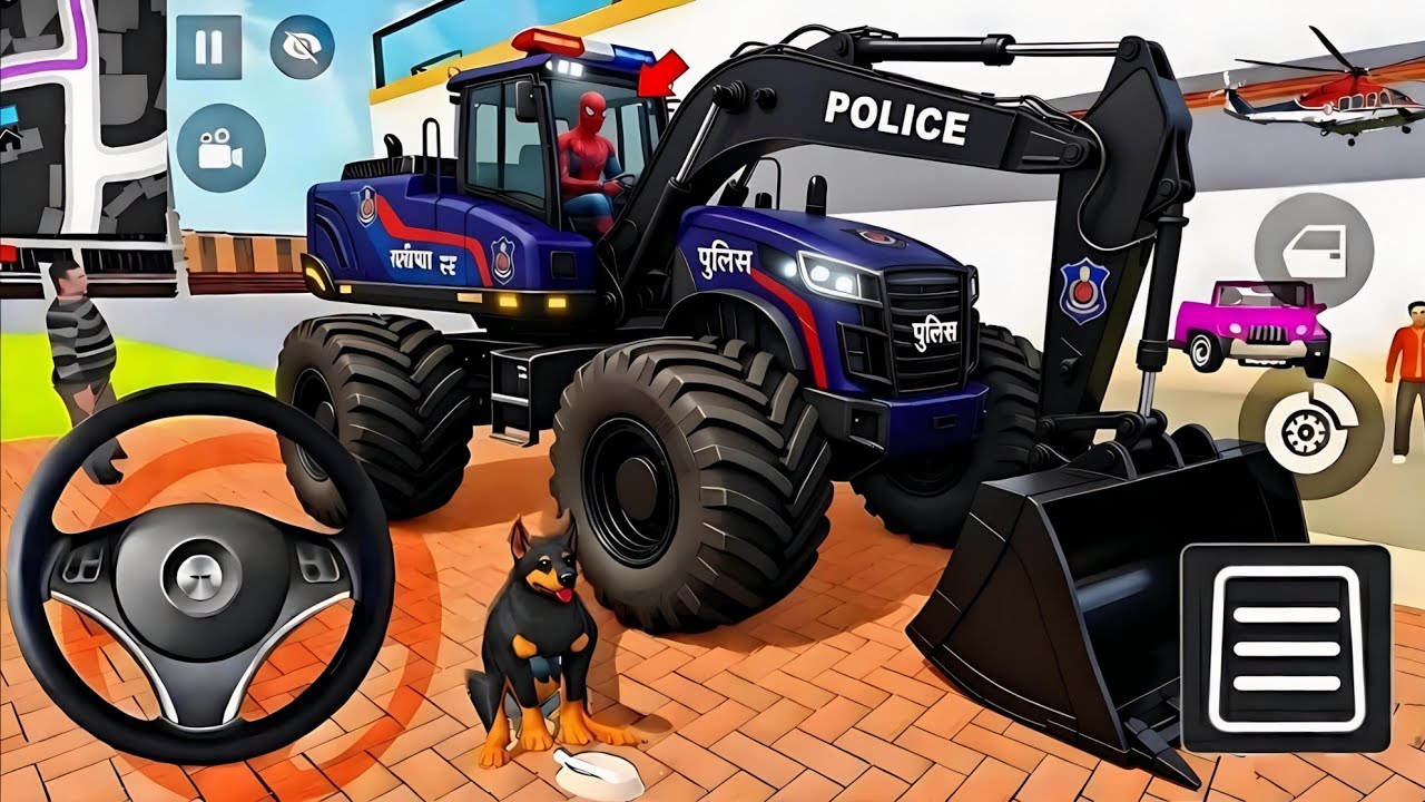 🤑Indian Thift Auto Simulator🤩Indian Showroom Purchase😲Modified Police Black JcbTractor& Car 🥳Game