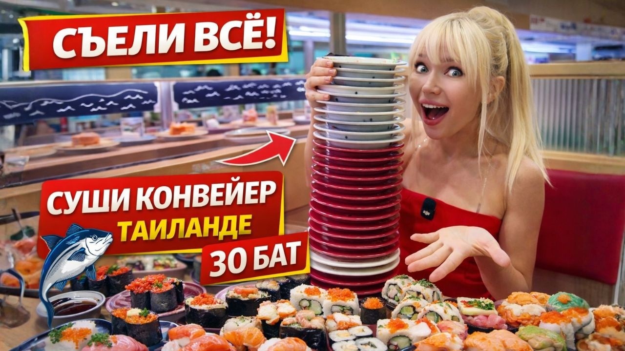 ТАИЛАНД | СУШИ ОТ 30 БАТ 😱 СКОЛЬКО МЫ СЪЕЛИ? Конвейер суши + новый Samsung