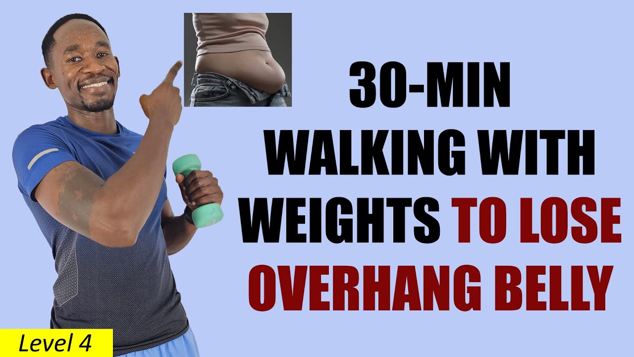 30-Minute Workout to LOSE OVERHANG BELLY FAT FOREVER - Walking with Weights