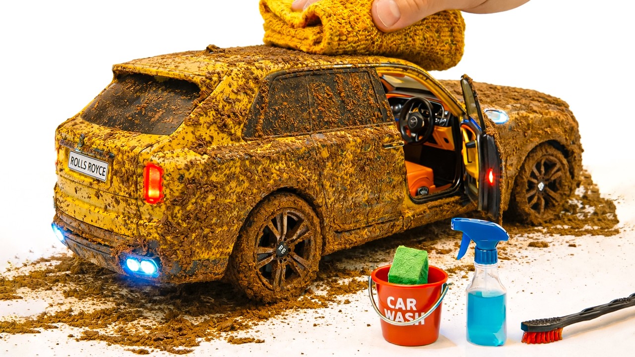 The surreal cleaning process of a 1:24 Bmw Police Car After an Extreme Off-Road Adventure 🔥
