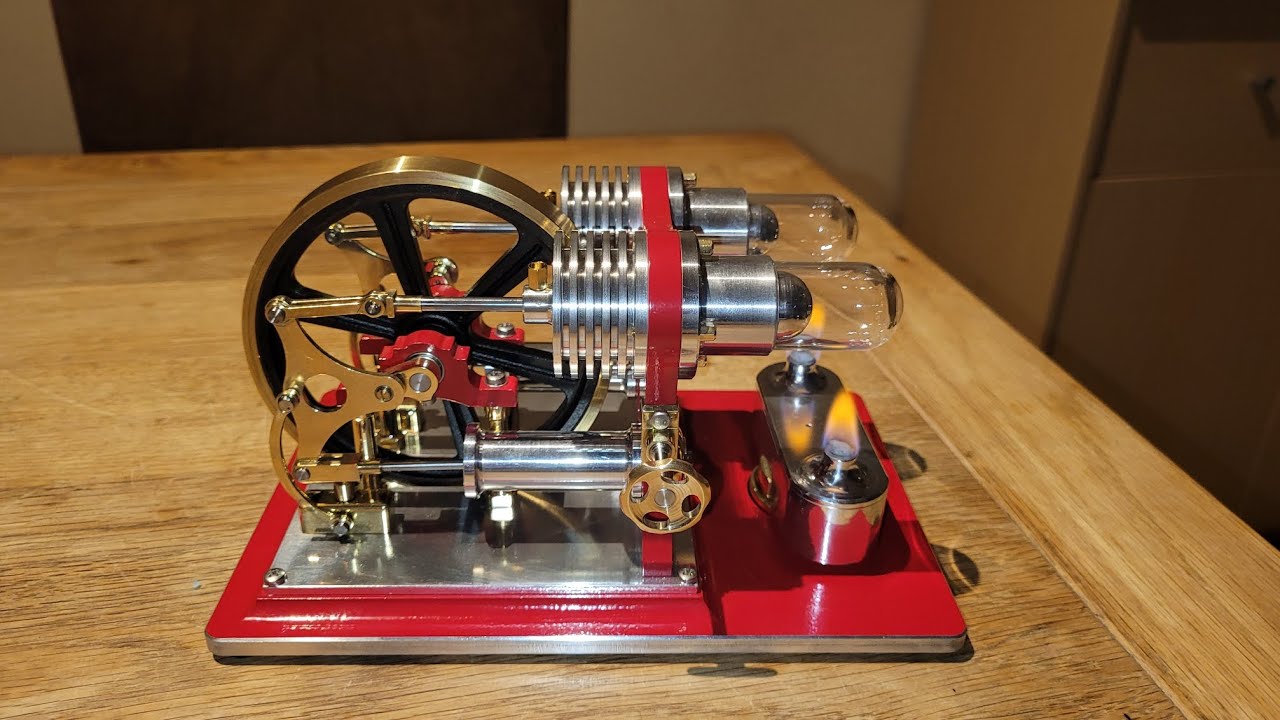 Heißluftmotor Stirlingmotor 2 Zylinder 