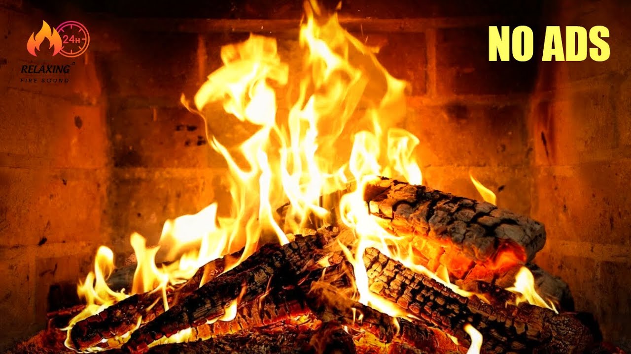 Fireplace 24 Hours No Music No ADS🔥Long Burning Logs for Peaceful Relaxation