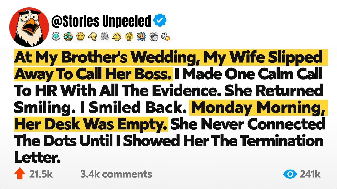 At My Brother's Wedding, My Wife Slipped Away To Call Her Boss. I Made One Calm Call To HR...