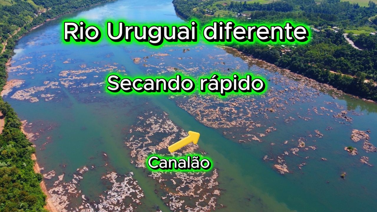Cenário de seca deixa o rio urugai quase sem água