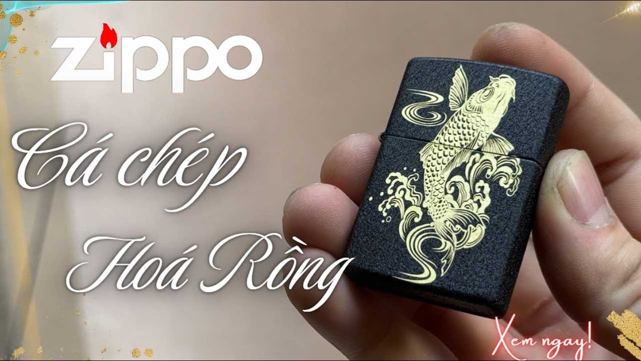 Bật lửa Zippo c&aacute; ch&eacute;p ho&aacute; rồng m&agrave;u đen sần | Zippo Mỹ