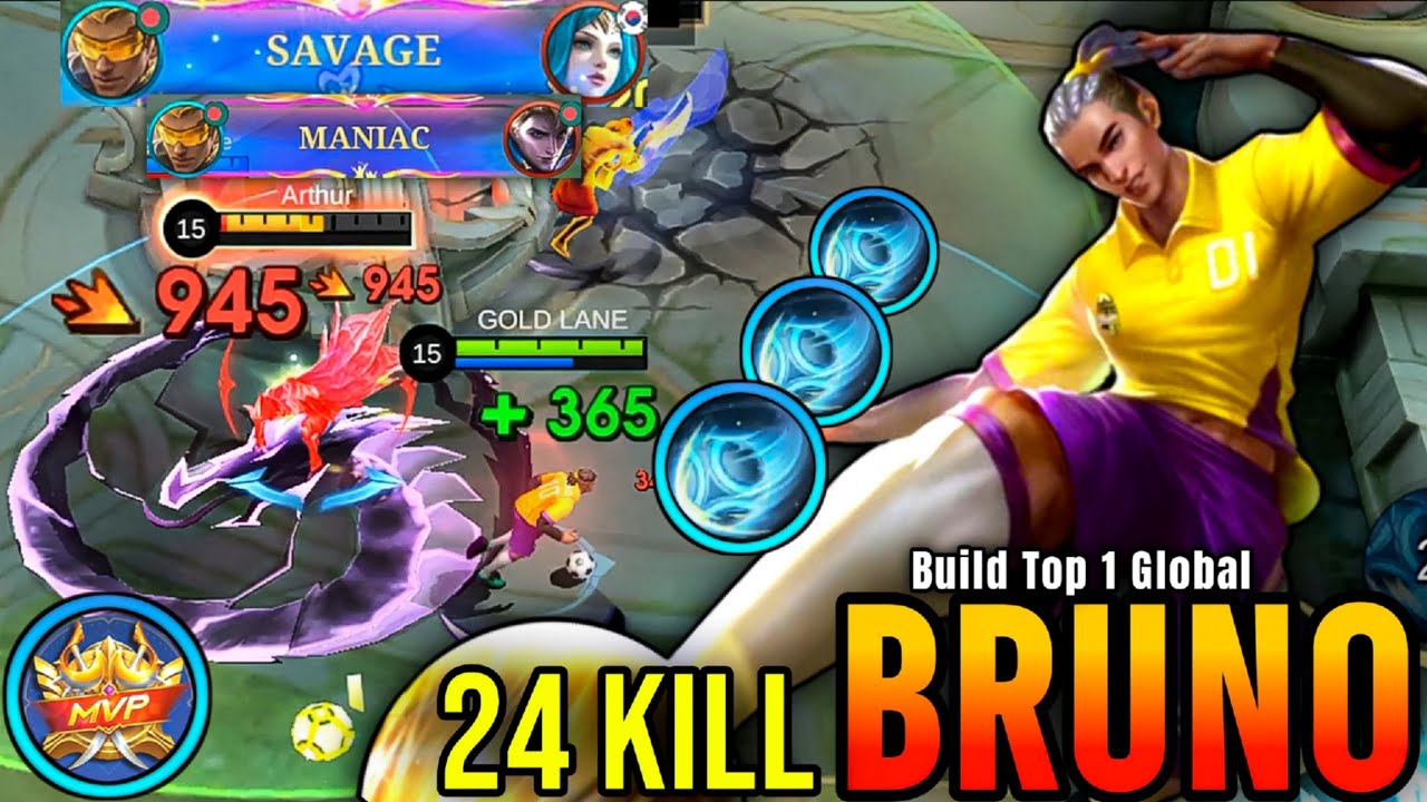 24 KILLS + 2x MANIAC! SAVAGE!! | 100% Broken Hero | Build top 1 Global Bruno
