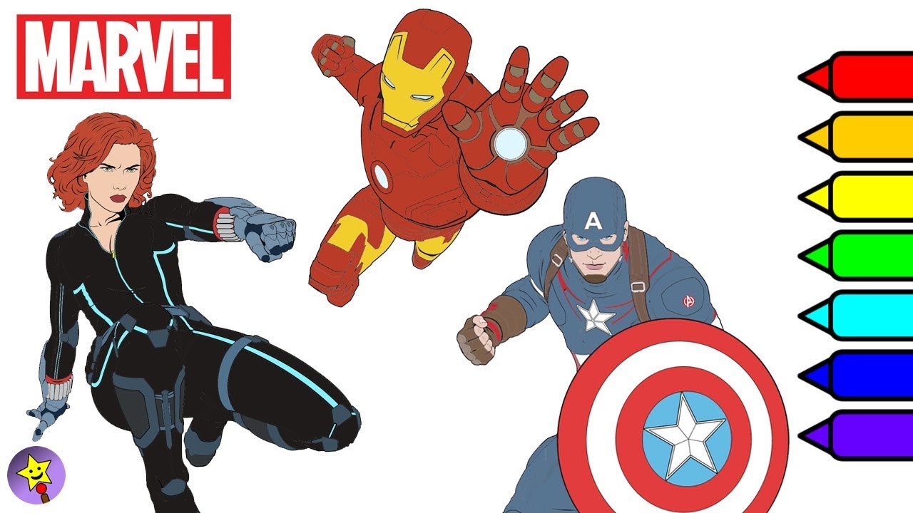 Marvel Avengers Coloring Book Captain America Iron Man Black Widow Coloring Page Marvel Superhero