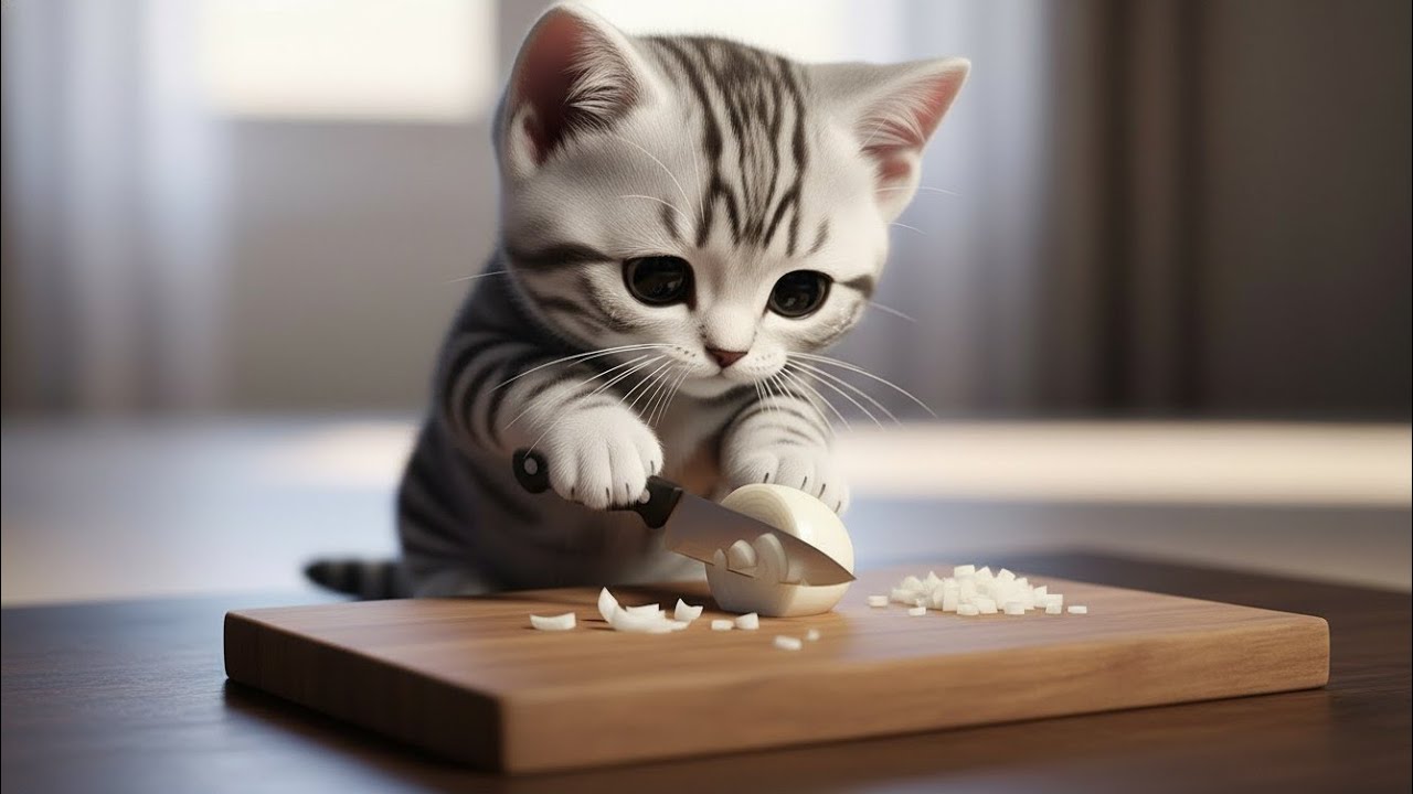 Funny Chinna (cat)Poonai Chef 🍳 | Funny Omelette Cooking #KidsCooking#TamilKids#FunnyTamil#PoonaiChe