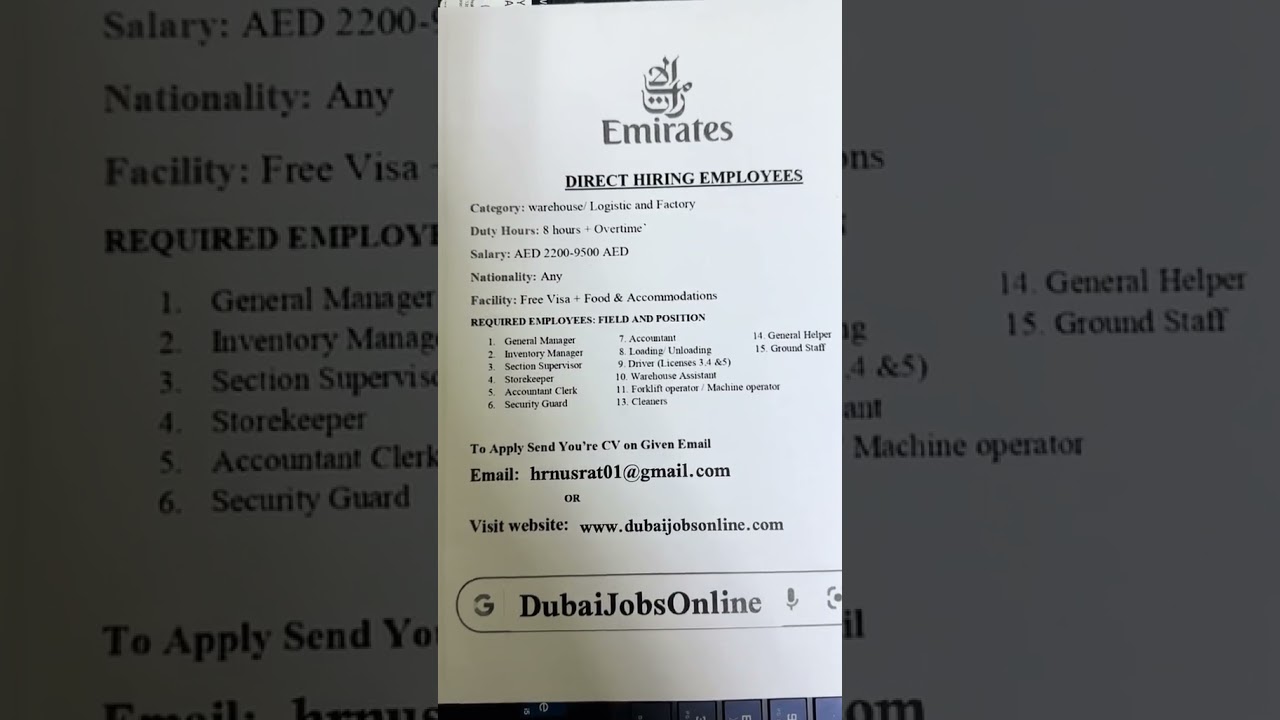 Emirates Warehouse & Logistics Jobs Hiring Now | Dubai Jobs 2025 #dubaihiring