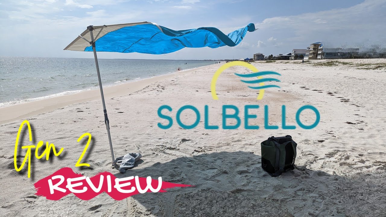 SOLBELLO NEW & IMPROVED Beach Shade Umbrella REVIEW featuring NO-WIND KIT