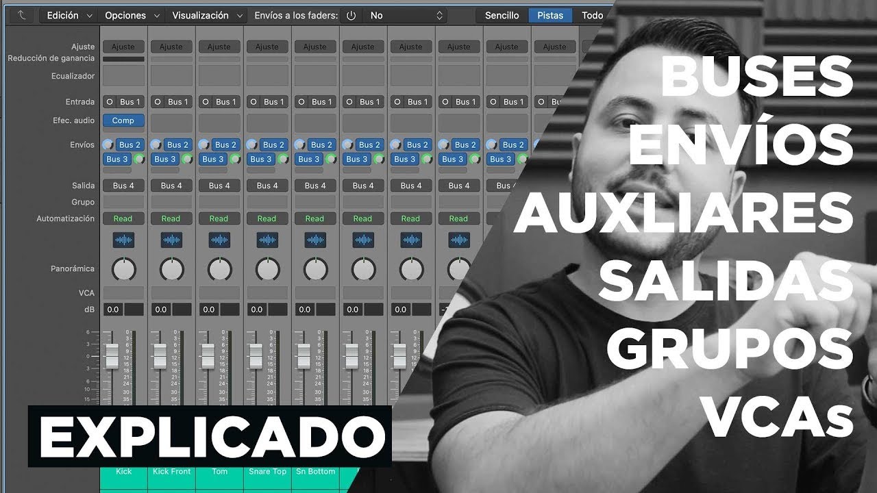 Buses, Auxiliares, Env&iacute;os, Salidas, VCAs, Grupos y TRACK STACK | EXPLICACI&Oacute;N COMPLETA | Logic Pro X