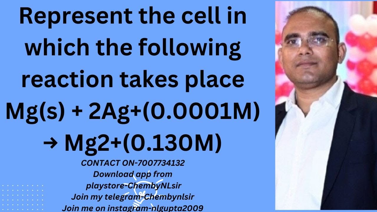Represent the cell in which the following reaction takes place Mg(s) + 2Ag+(0.0001M) → Mg2+(0.130M)