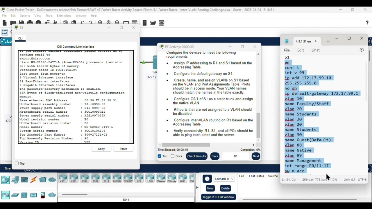 4.5.1 Packet Tracer - Inter-VLAN Routing Challenge