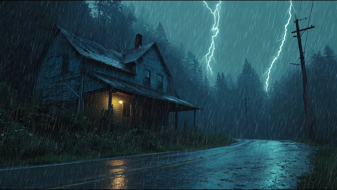 Tormenta Nocturna Intensa con Lluvia Fuerte y Truenos para Dormir Profundamente y Relajarse