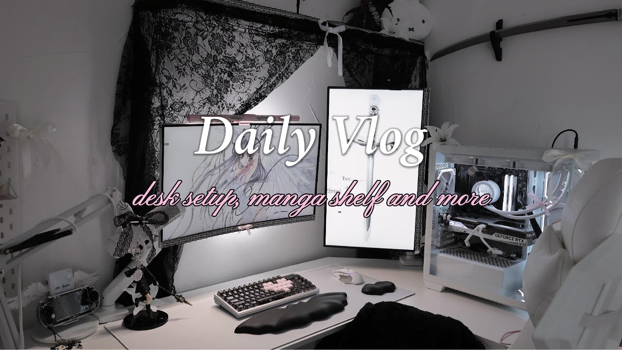 Daily vlog ౨ৎ ⋆｡ㅣmanga shelf organization ˚୨୧⋆｡ | ♡ desk setup inspo