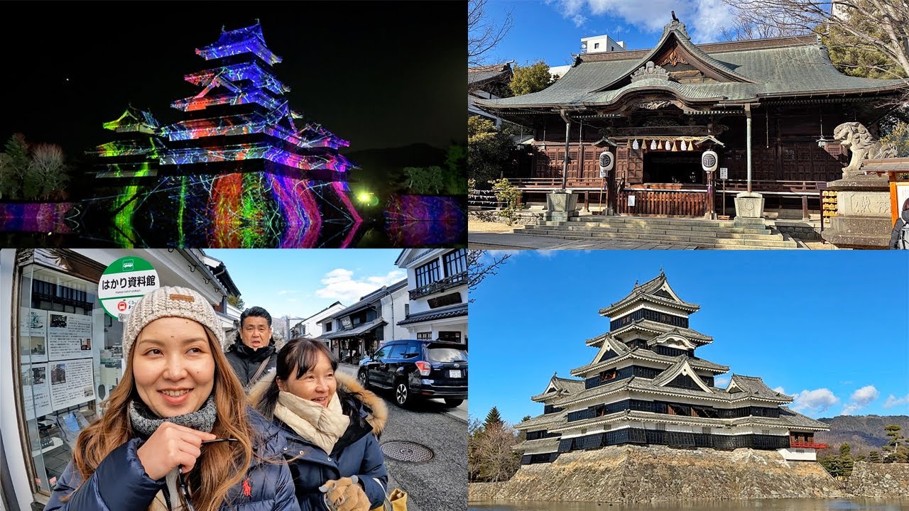 【長野】松本城 プロジェクションマッピング│道の駅 小坂田公園│四柱神社│ファミリーロッジ旅籠屋