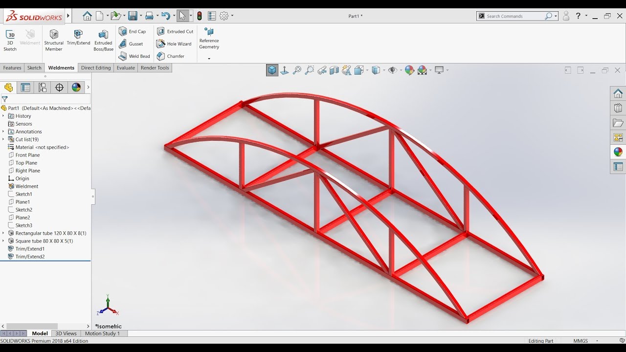 SolidWorks-Tutorial-Design Bridge with Weldments Tools