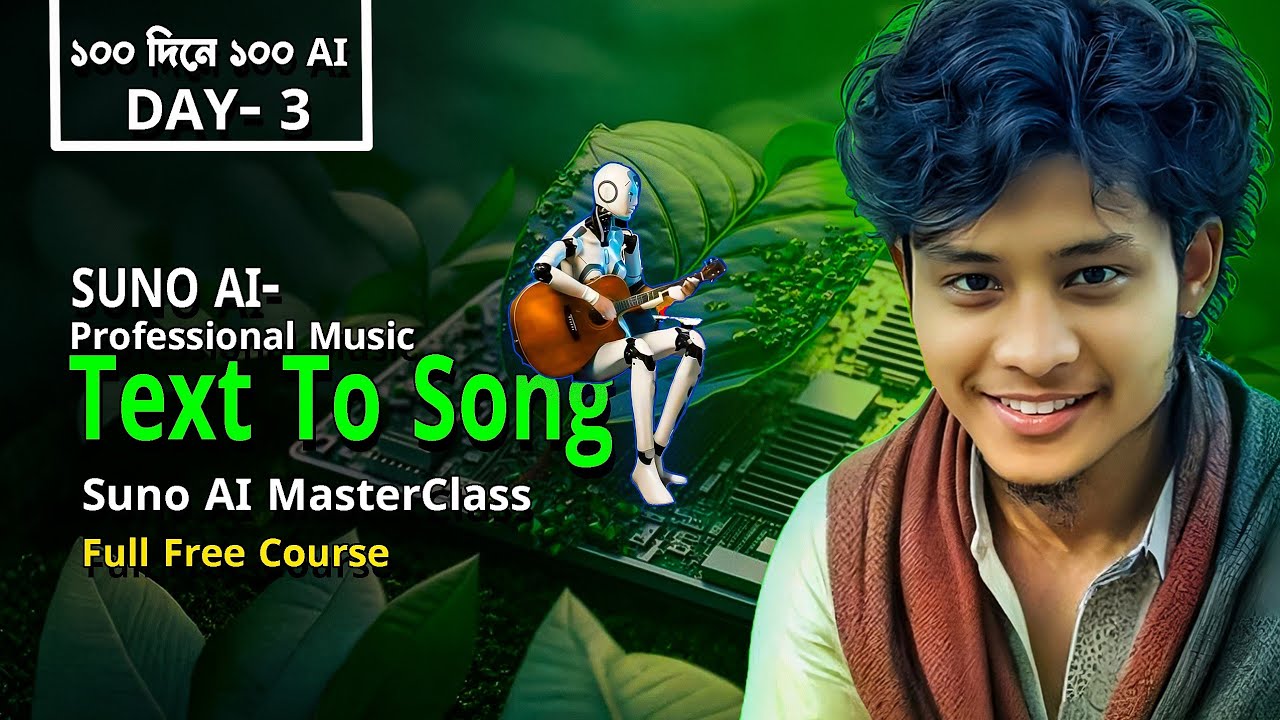 ১০০ দিনে ১০০ এআই কোর্স 🔥 | Day 03: Suno AI- Text থেক Bangla গান বানান | Best Free AI Song Generator