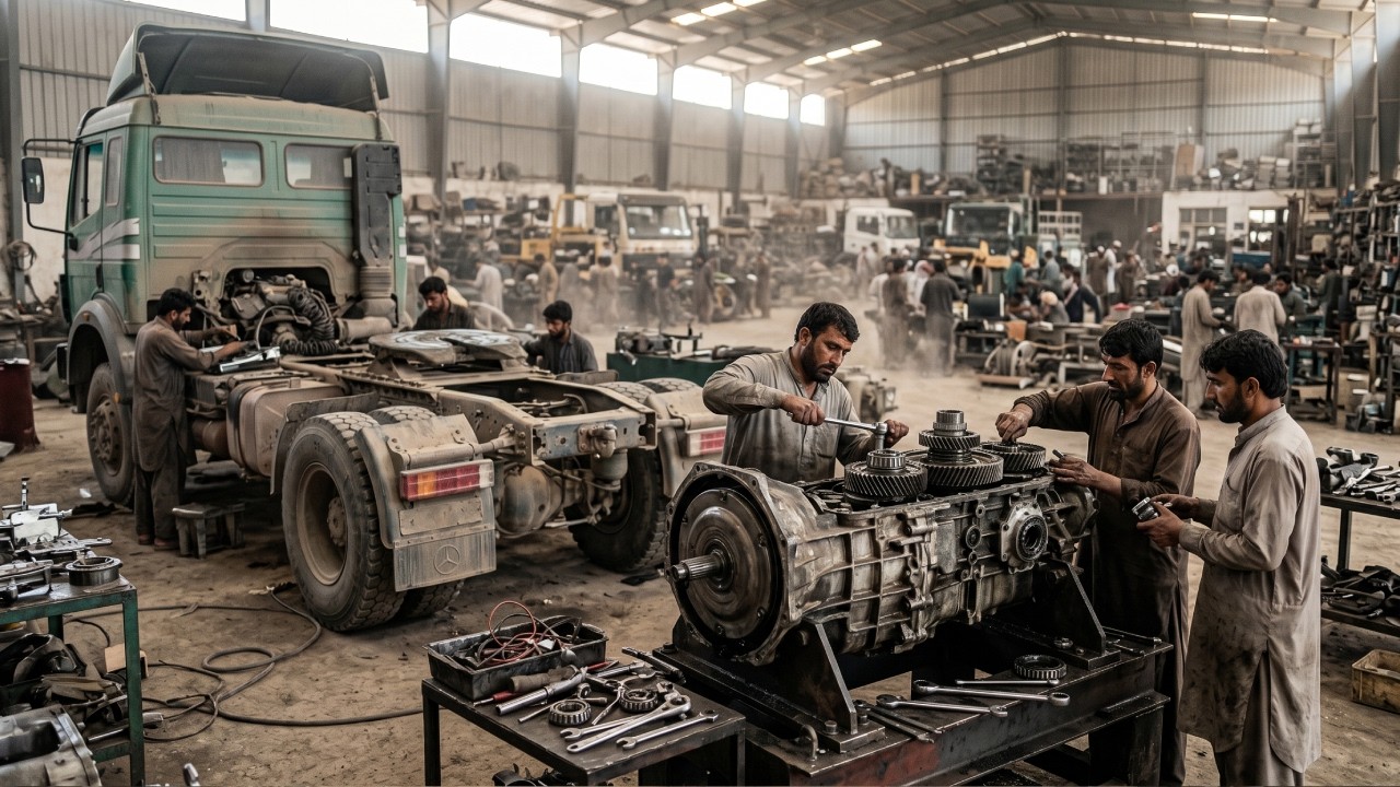 3rd World Mechanics Pull Massive Mercedes ZF 16S-160 Transmission from Polish Truck😳with basic tools