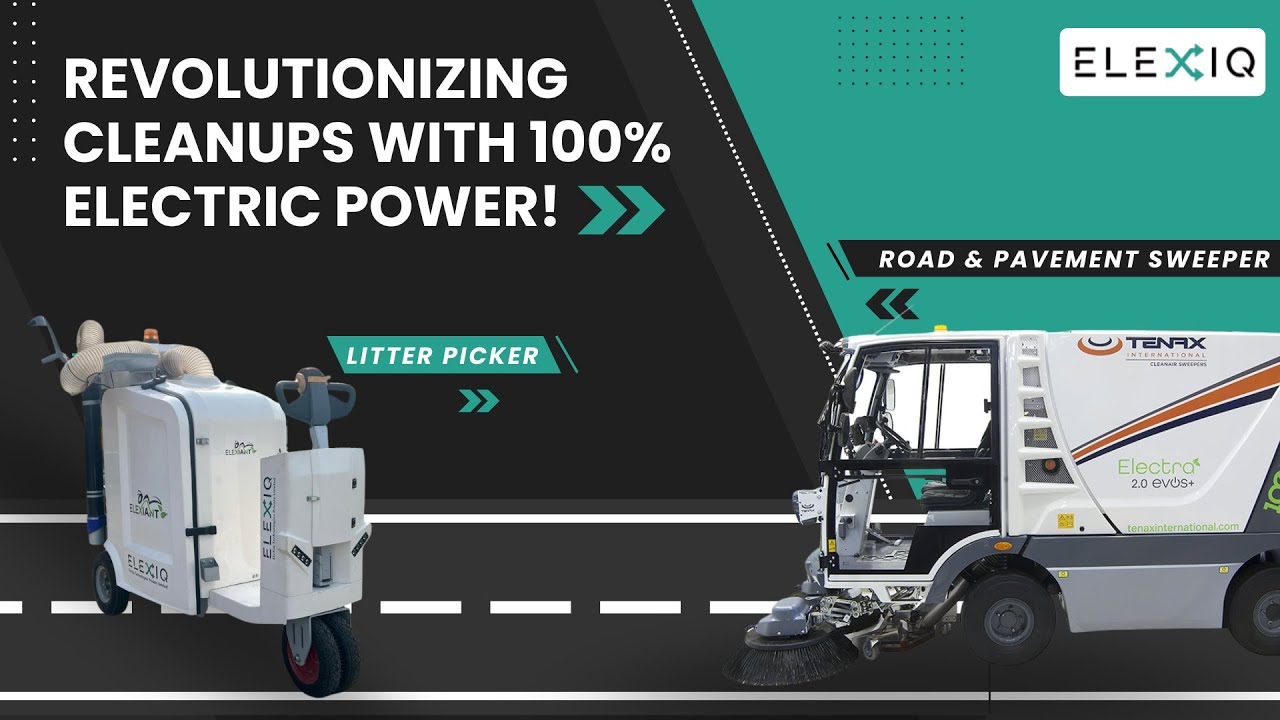 100% Electric Road Sweeper & Litter Picker | Smart, Eco-Friendly City Cleaning by ELEXIQ 🌱