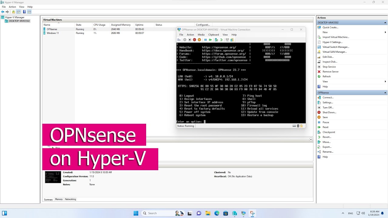 Как установить и настроить брандмауэр OPNsense на Hyper-V