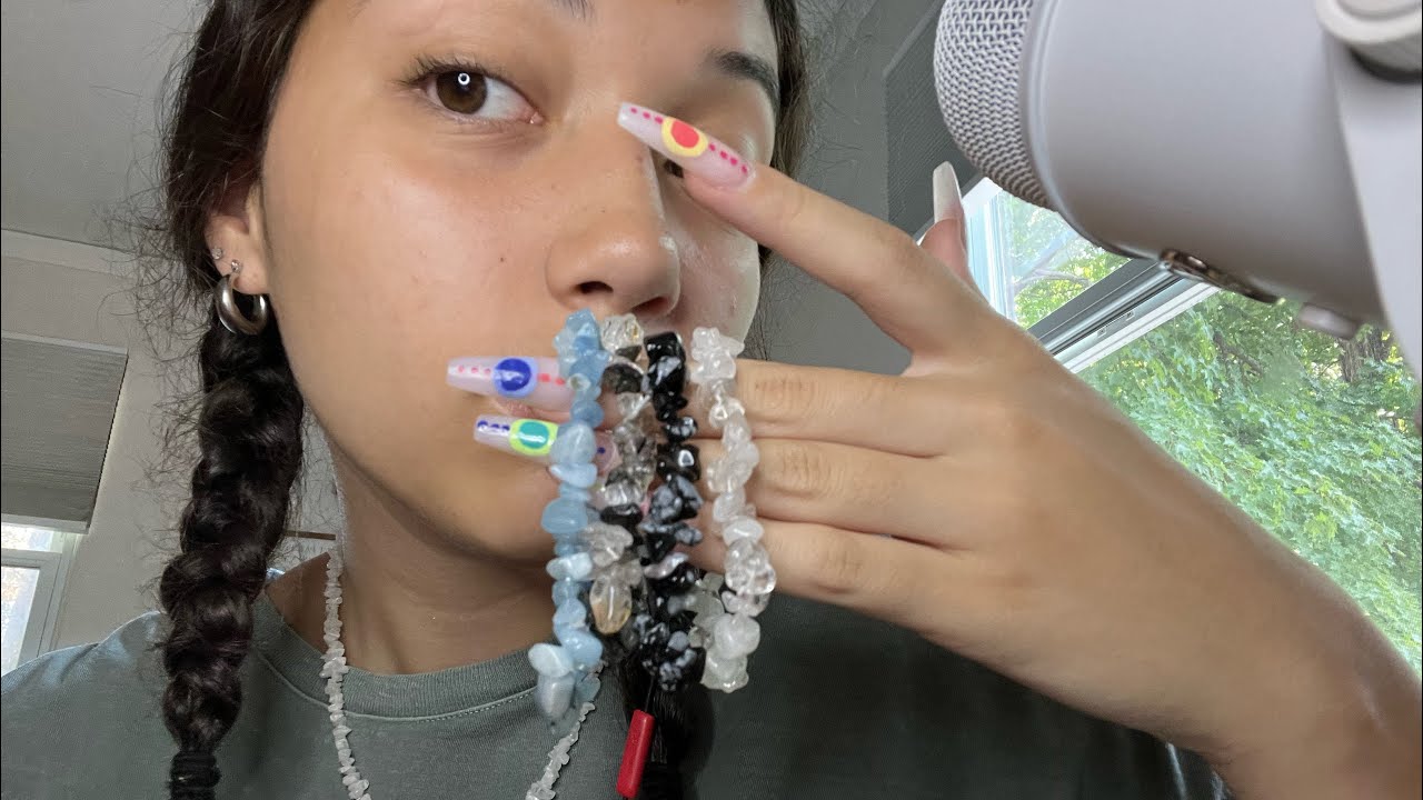 ASMR- fast and aggressive tapping on crystal jewelry