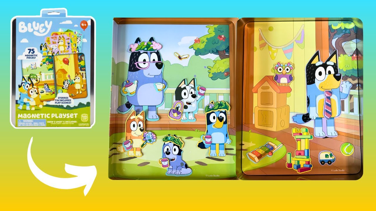 ASMR | BLUEY Toys! Unboxing Bluey Magnetic Playset | Unbox Demo Bluey and Bingo Toys | Bluey Magnets