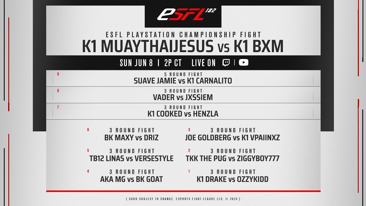 ESFL 182 - K1 MuayThaiJesus vs K1 BXM For BELT! (1440p 60fps FULL VERSION)