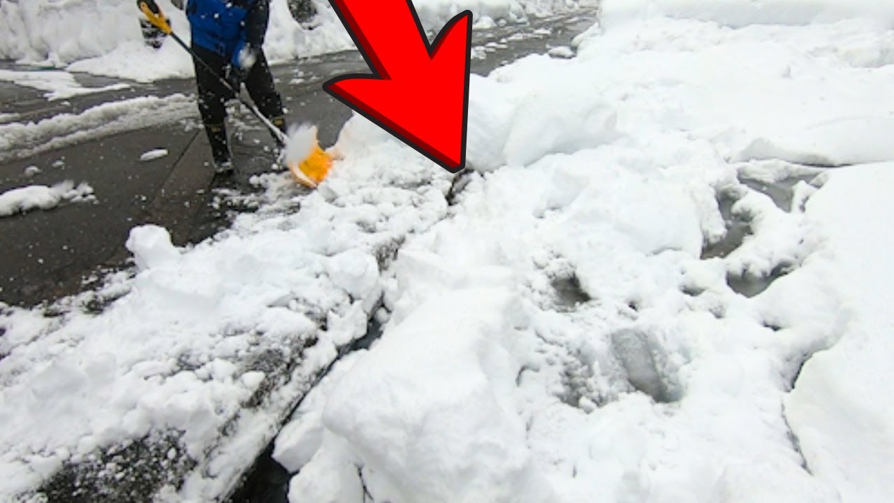 Feeding Huge Snow Chunks into Culvert - Satisfying ASMR #012