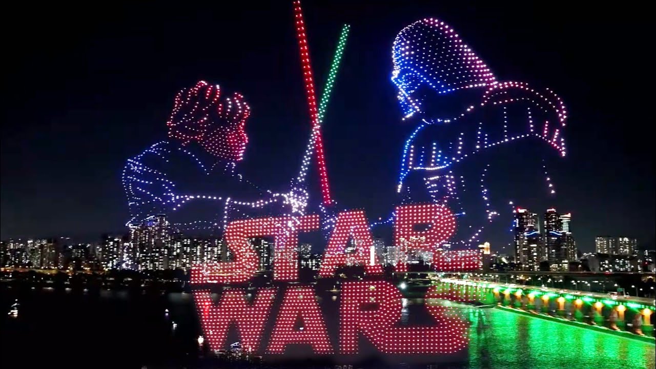 [4K Drone View] Star Wars Drone Show (2,000 Drones) in Seoul, Korea