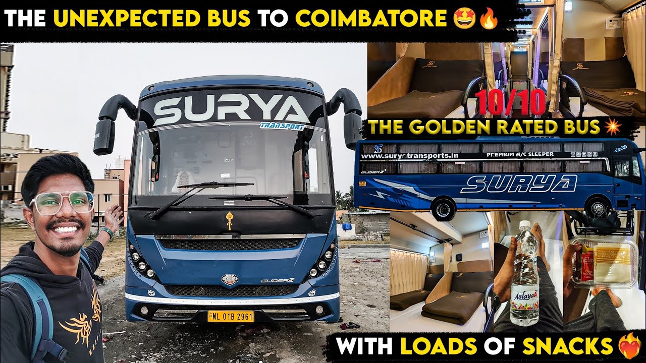 🎁The Golden rated bus to Coimbatore ⭐💥 | Surya Transports | Chennai to Coimbatore | Vlog - 246