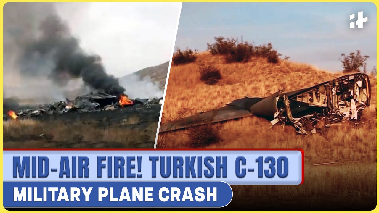 Turkish military plane bursts into flame mid-air with 20 soldiers on board