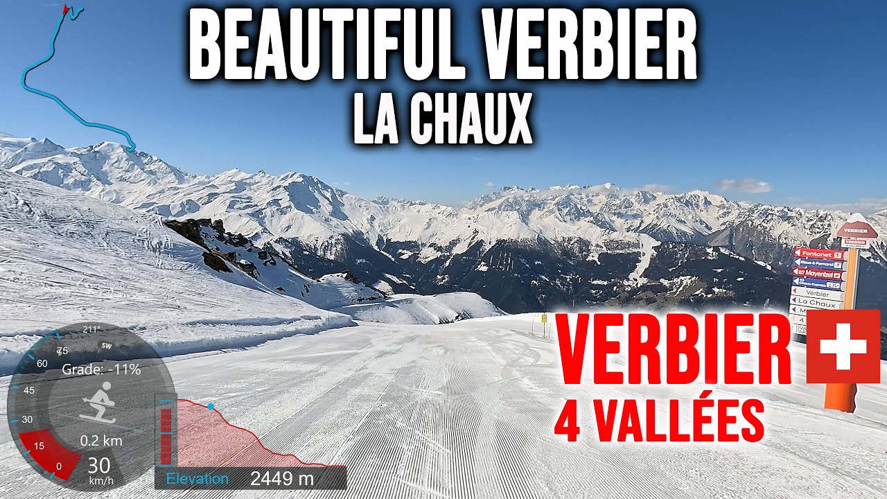 [4K] Skiing Beautiful Verbier, Heading to La Chaux - Late Season, 4Vall&eacute;es Switzerland, GoPro HERO13