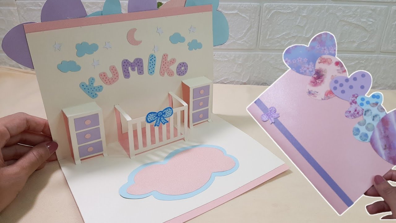 DIY POP UP CARD/CARA MEMBUAT KARTU UCAPAN YANG MUDAH UNTUK KELAHIRAN BAYI