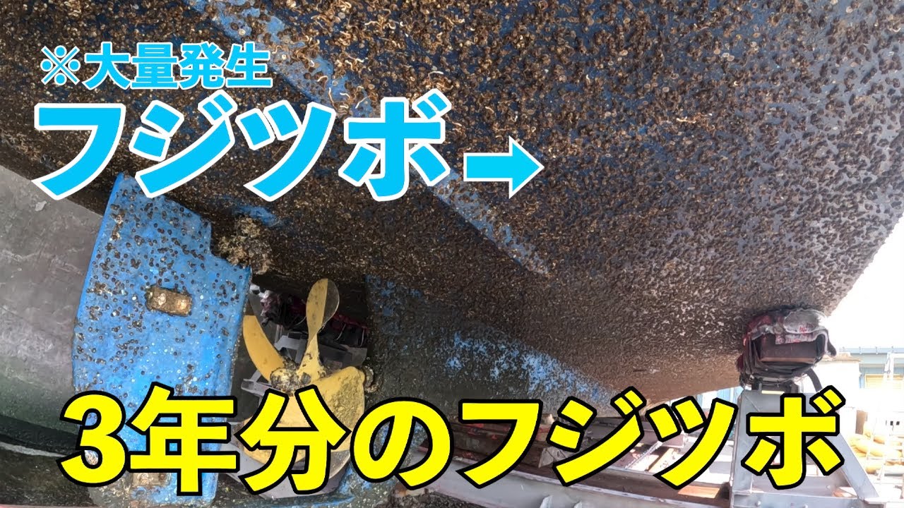 【船底掃除】3年ぶりに陸にあげた船がフジツボでヤバすぎたw
